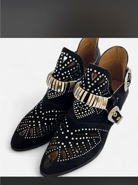J.Adams Marcela Cowgirl Boho Studded Buckle Booties - Jeffrey Campbell Style